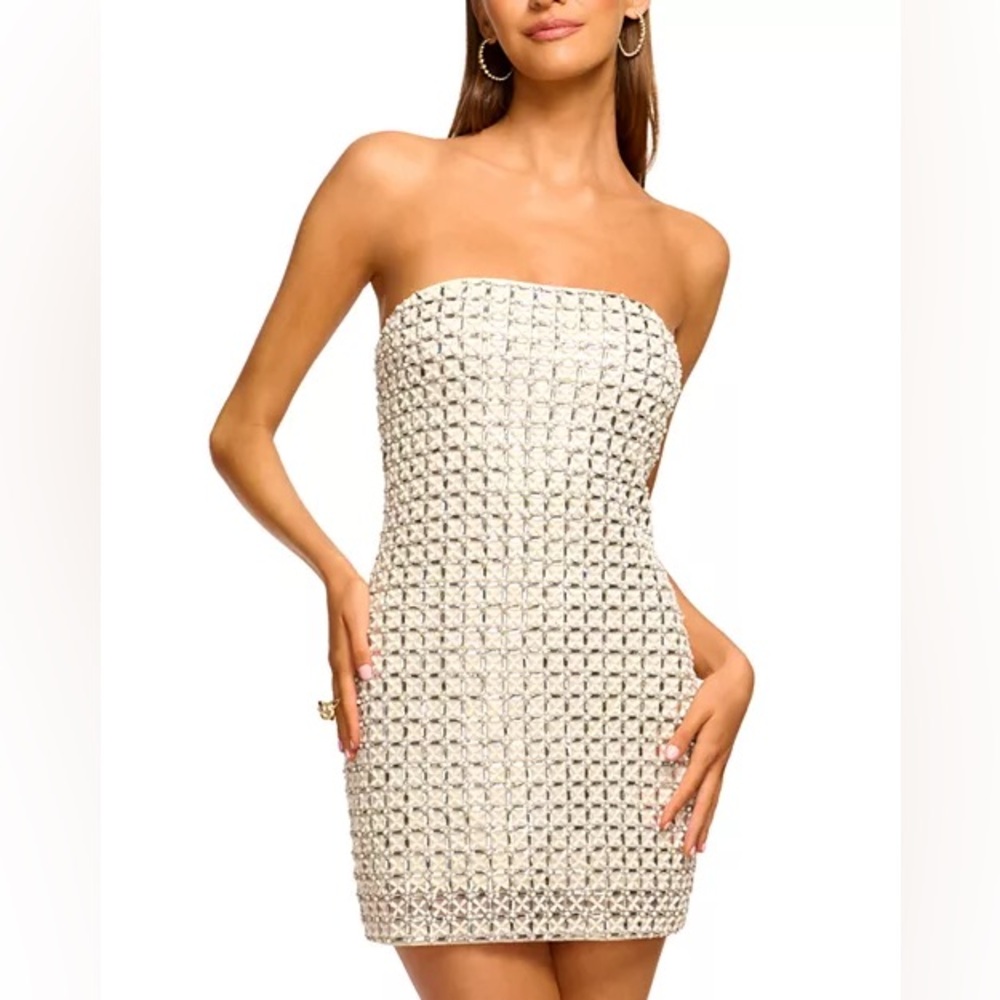 Ramy Brook New Harper Embellished Grid Bustier Mini Dress Size 10 $1,095.00